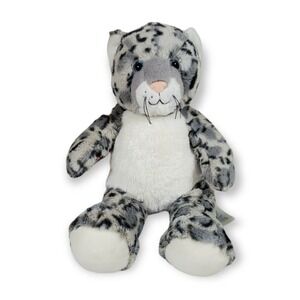 Build A Bear Snow Leopard Plush 16" Gray White Black Spotted BAB Retired